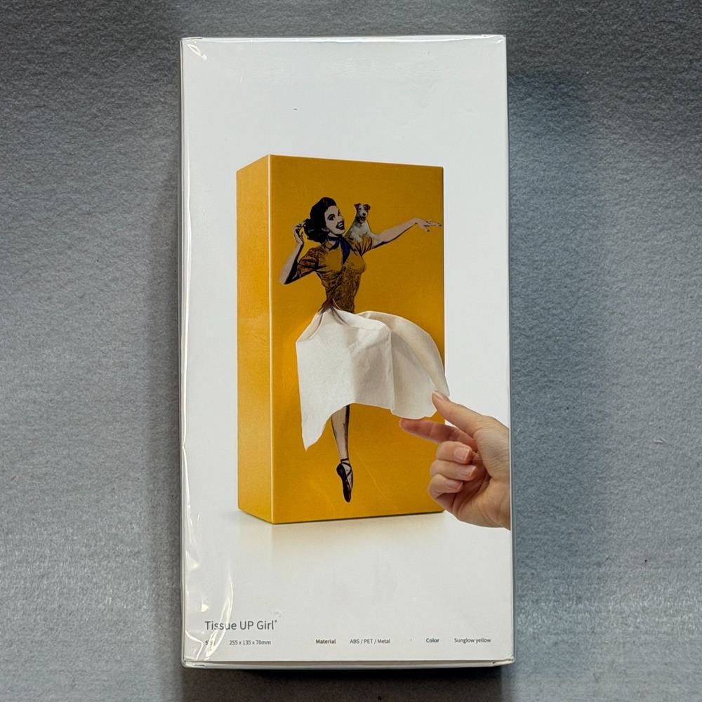 Tissue Up Girl Flying Skirt Tissue Box Sunglow Yellow Playable Art By Spextrum